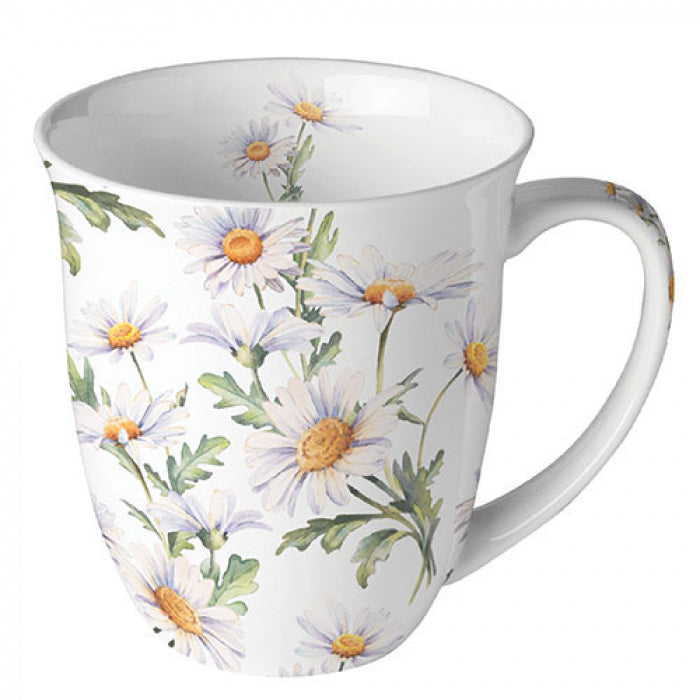 Százszorszép virágos porcelán bögre Beautiful daisies white