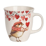 Szerelmes veréb sálban porcelán bögre LOVE díszdobozban - nagyméretű - 650 ml