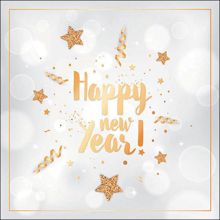 Szalvéta Szilveszteri szalvéta New Year glitter white 33x33 cm