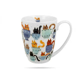 Bögre, csésze Színes cicás porcelán bögre díszcsomagolásban - 350 ml - Garden Felines