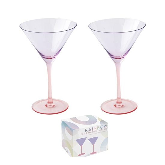 Szivárványos színes Martinis üveg pohár 2 db szett 270 ml