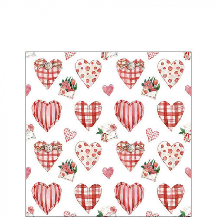 Szalvéta Szíves háromrétegű papírszalvéta 25x25 cm 20db-os Lovely Hearts