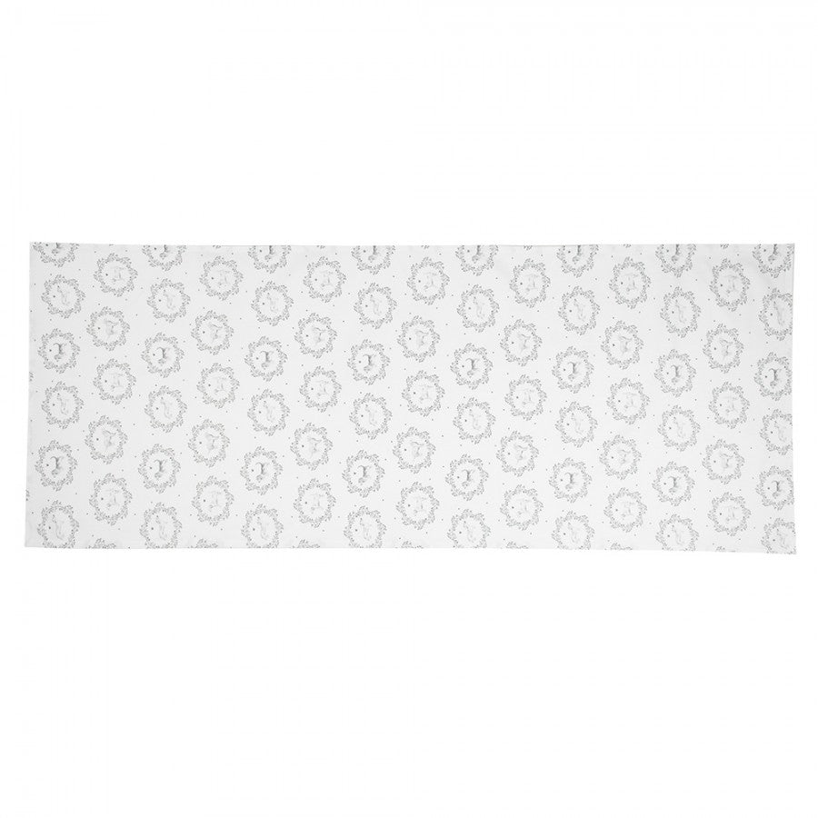 Asztali futó Szürke kutyás pamut asztali futó 50x140 cm vintage stílusban