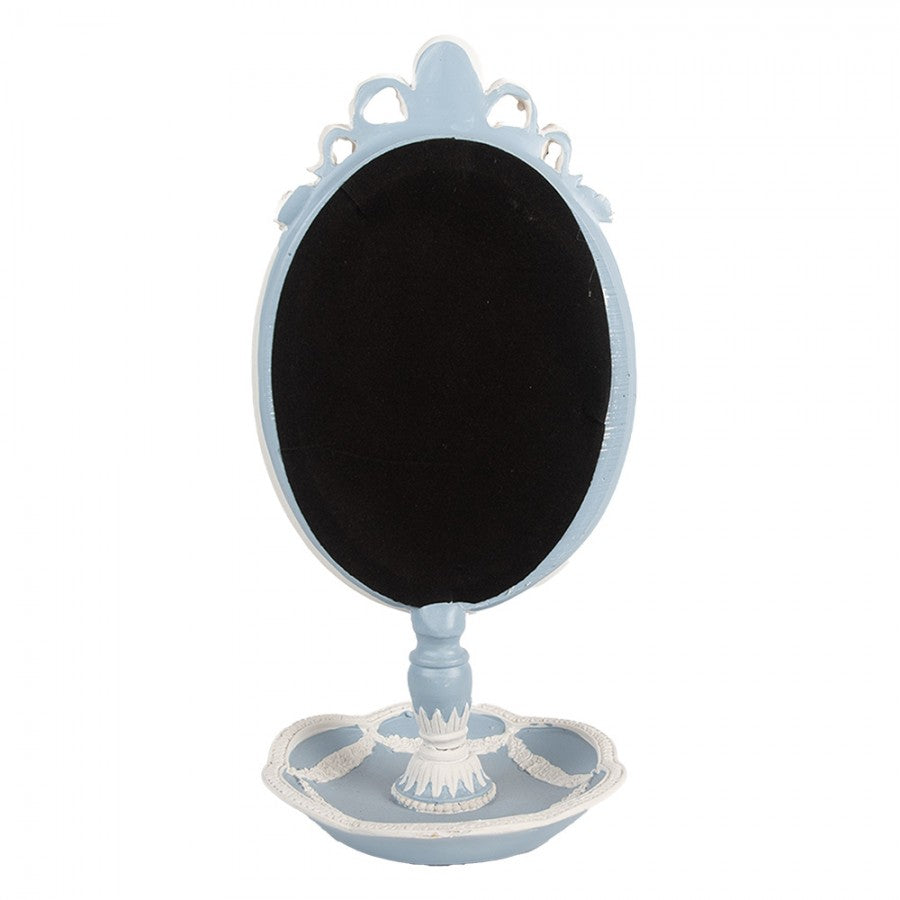 Vintage asztali tükör kék fehér masnis dísszel