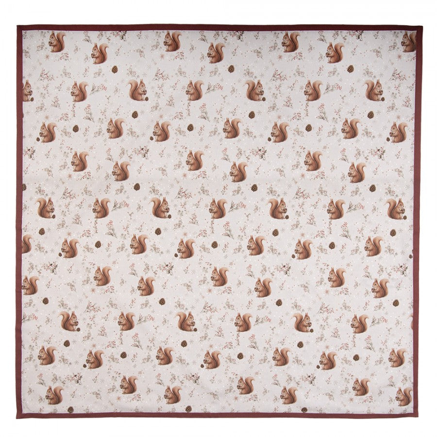 Mókus mintás bézs asztalterítő 100x100 cm