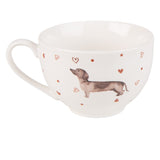 Tányér, étkészlet Tacskó mintás porcelán csésze aljjal