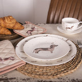 Tányér, étkészlet Tacskó mintás porcelán lapostányér