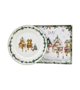 Karácsonyi porcelán nagy tányér 27 cm díszdobozban Christmas Village