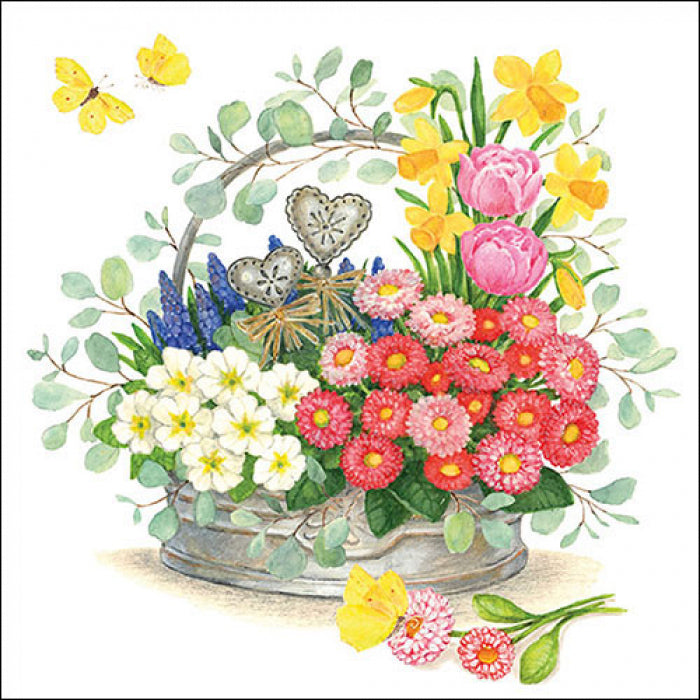 Szalvéta Tavaszi virágkosár háromrétegű papírszalvéta 33x33 cm 20 db-os