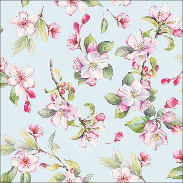Szalvéta Tavaszi virágos papírszalvéta Spring blossom Blue 33x33 cm