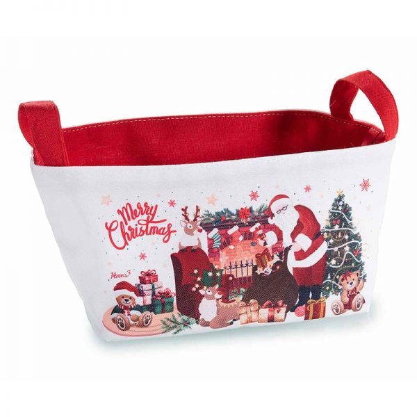 Télapós - Merry Christmas textil kosár fogantyúval - 21x12x15 cm