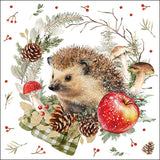 Szalvéta Téli süni koszorúval papírszalvéta 33x33 cm 20 db-os