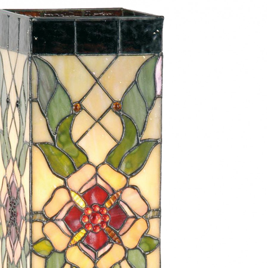 Asztali lámpa Tiffany asztali lámpa 18x18x45 cm bézs zöld üveg rózsa