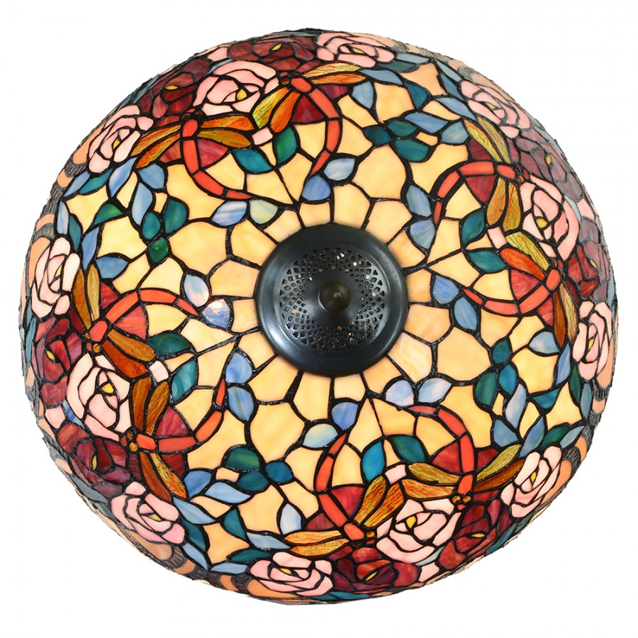 Asztali lámpa Tiffany asztali lámpa Ø 46x64 cm Piros kék rózsaszín üvegrózsa