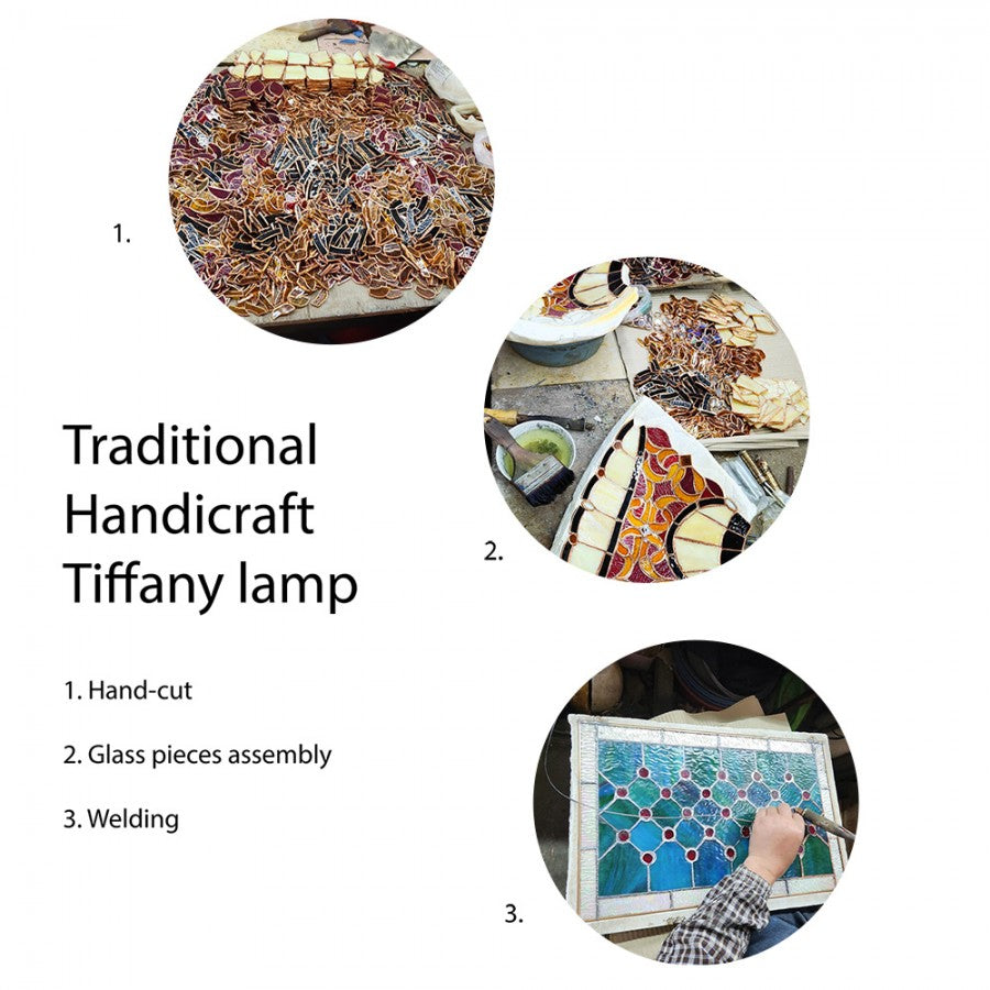 Asztali lámpa Tiffany nagy asztali lámpa Ø 51x75 cm zöld