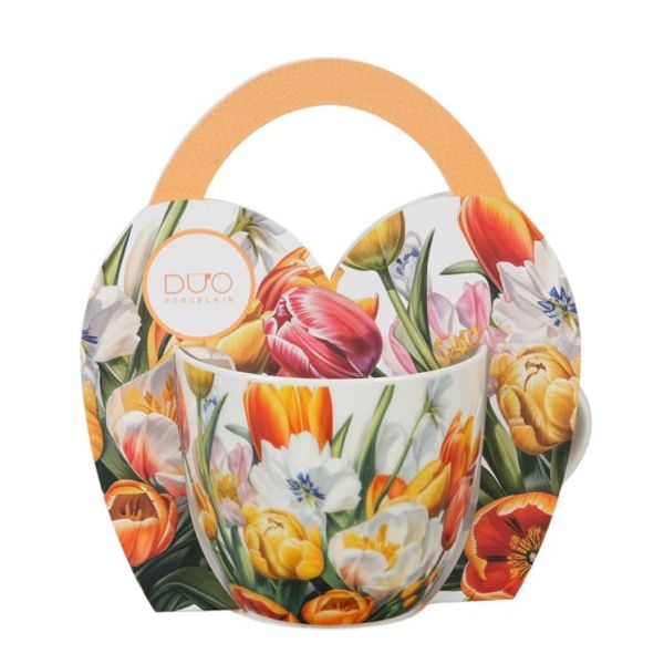 Tulipános porcelán bögre díszcsomagolásban – 460 ml