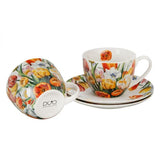 Tulipános porcelán csésze aljjal – 270 ml – 2 személyes készlet díszdobozban