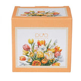Tulipános porcelán öblös bögre fémszűrővel – 430 ml