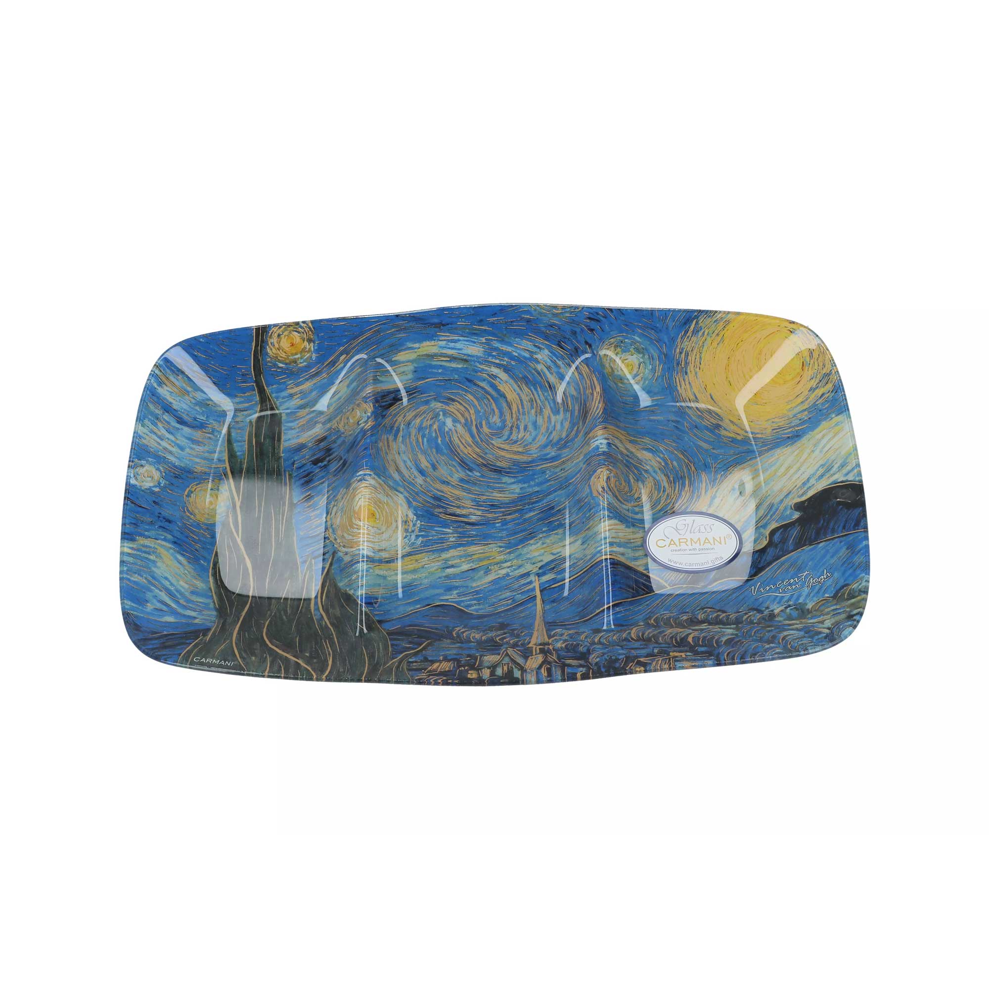 Üveg három részre osztott kínáló tál Van Gogh Csillagos éj