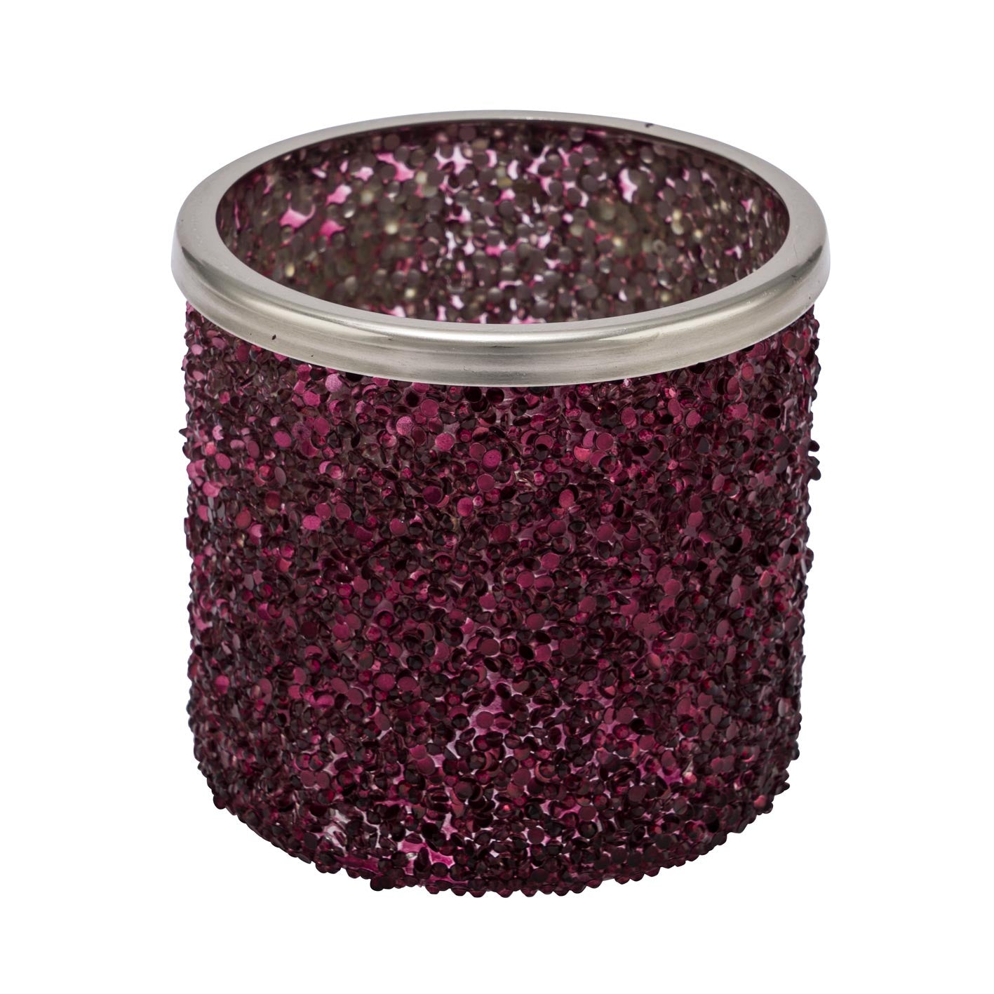 mécsestartó Üveg mécsestartó gyertyatartó lila glitteres 11x10 cm