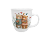 Bögre, csésze Valentin napi porcelán bögre szerelmes maci páros szívvel ablakos díszdobozban 650 ml