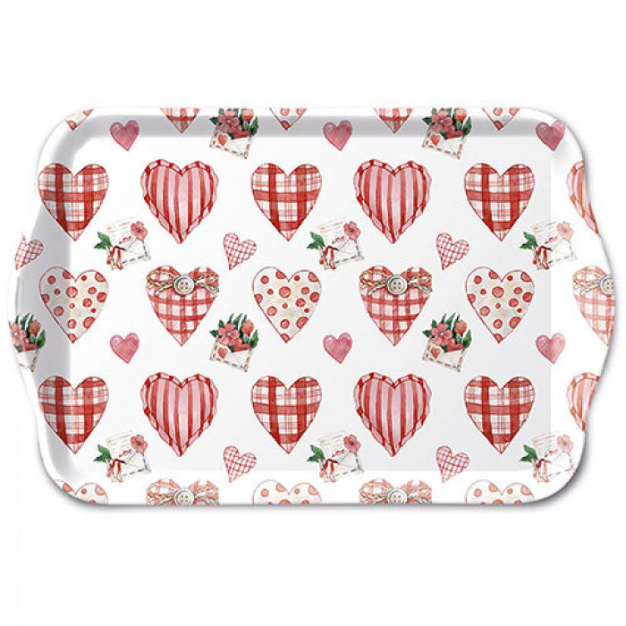 Tálca Valentin napi szíves műanyag kistálca 13x21 cm Lovely Hearts