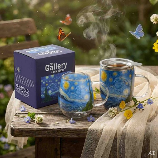 Van Gogh Csillagos éj duplafalú üvegbögre díszdobozban – 350 ml
