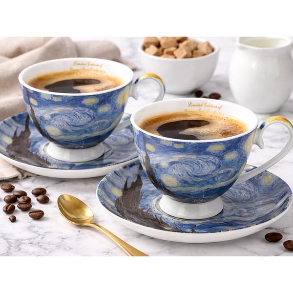 Van Gogh Csillagos éj porcelán csésze aljjal - 250 ml - szív díszdobozos