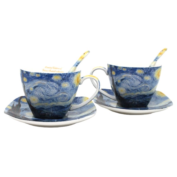 Van Gogh Csillagos éj porcelán csésze aljjal, kanállal szett - 250 ml - díszdobozos