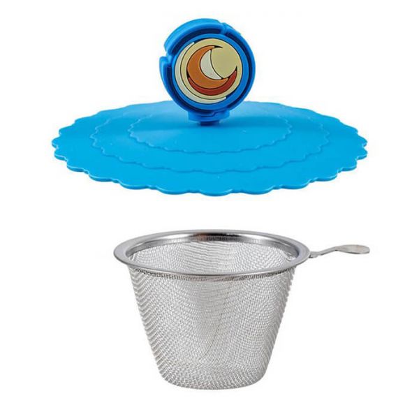 Bögre Van Gogh Csillagos éj porcelán teás bögre fémszűrővel szilikon tetővel - fémdobozos