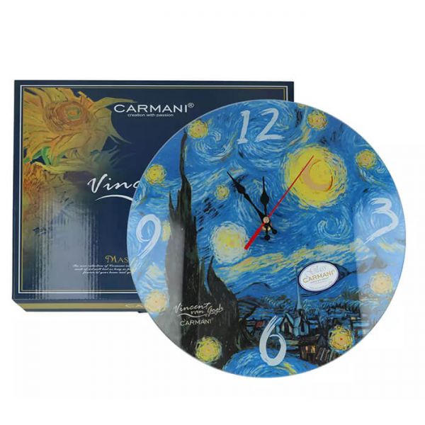 Van Gogh Csillagos éj üveg falióra - 30 cm - CARMANI