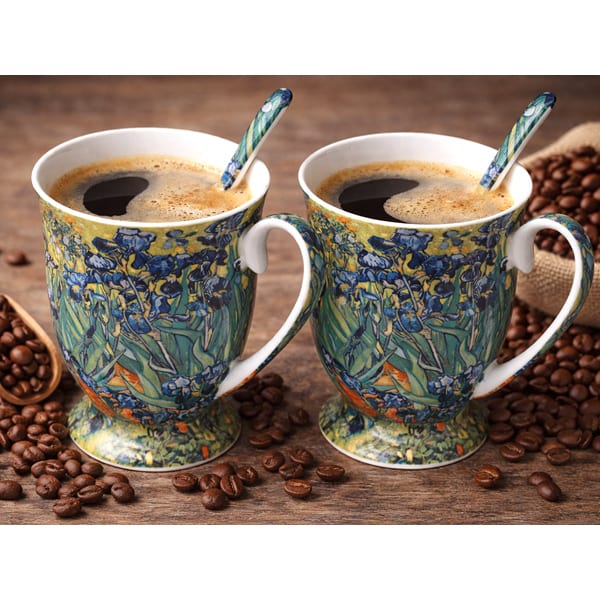Van Gogh Íriszek porcelán bögre szett kanállal 300 ml - díszdobozos