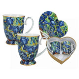 Bögre, csésze Van Gogh Íriszek porcelán bögre szett szív alakú díszdobozban - CARMANI