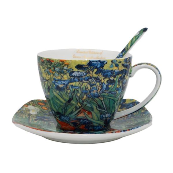 Van Gogh Íriszek porcelán csésze aljjal, kanállal - 250 ml - díszdobozos