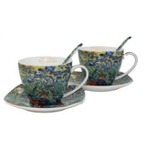 Van Gogh Íriszek porcelán csésze aljjal, kanállal szett - 250 ml - díszdobozban