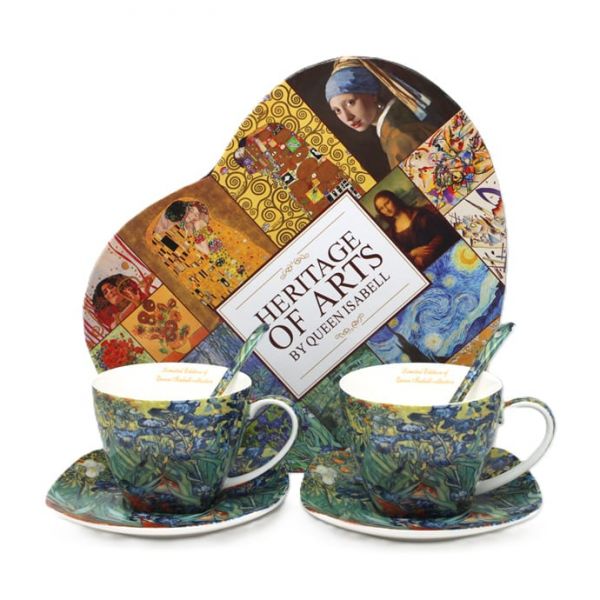 Van Gogh Íriszek porcelán csésze aljjal, kanállal szett - 250 ml - díszdobozos