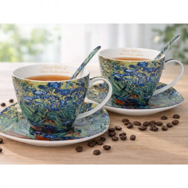 Van Gogh Íriszek porcelán csésze aljjal, kanállal szett - 250 ml - díszdobozos