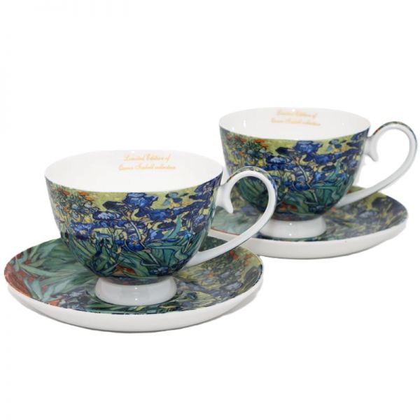 Van Gogh Íriszek porcelán csésze aljjal szett - 250 ml - szív díszdobozos