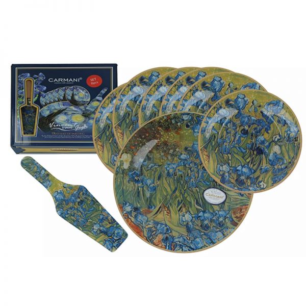 Van Gogh Íriszeküveg süteményes készlet desszert tányér tortatál - 6 személyes