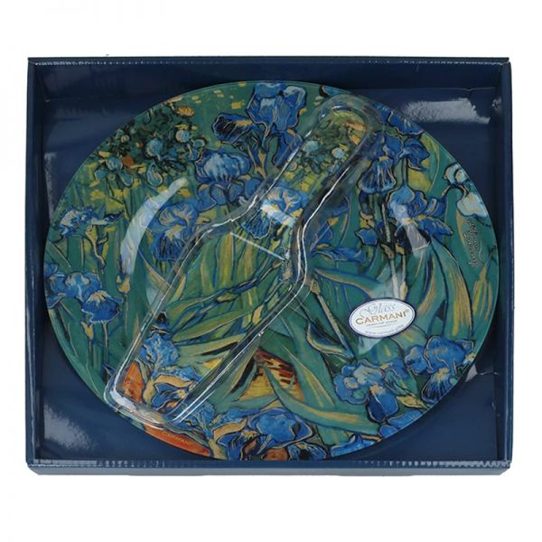 Van Gogh Íriszek üveg süteményes tortatál lapáttal