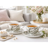 Van Gogh Mandulavirágzás porcelán cszésze aljjal szett - 250 ml fehér hátterű - díszdobozos