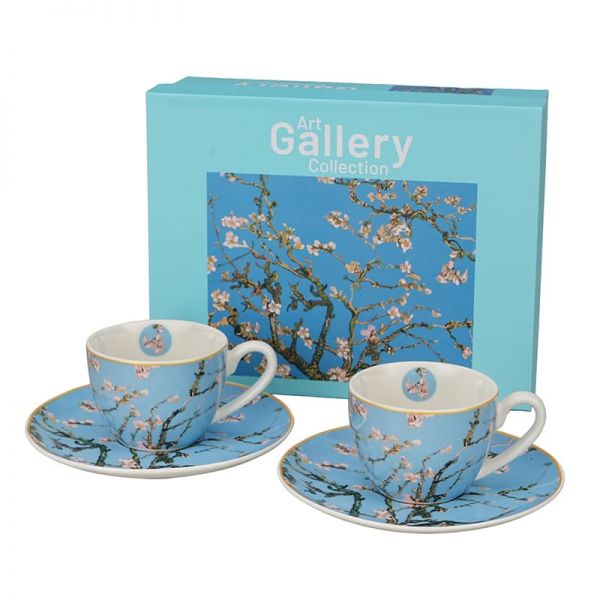 Van Gogh Mandulavirágzás porcelán espresso kávéscsésze aljjal 110 ml – 2 személyes – díszdobozos
