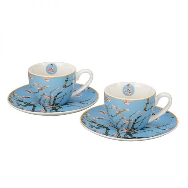 Van Gogh Mandulavirágzás porcelán espresso kávéscsésze aljjal 110 ml – 2 személyes – díszdobozos