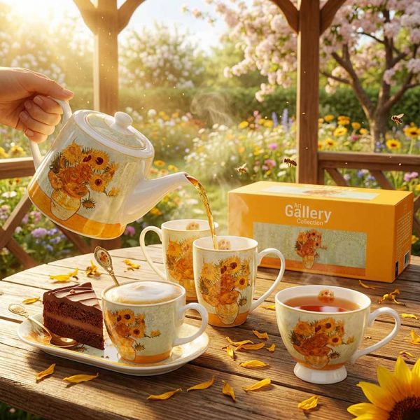 Van Gogh Napraforgók porcelán bögre és csésze 450 ml – díszdobozos