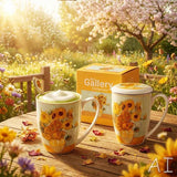 Van Gogh Napraforgók porcelán bögre fémkanállal – 360 ml