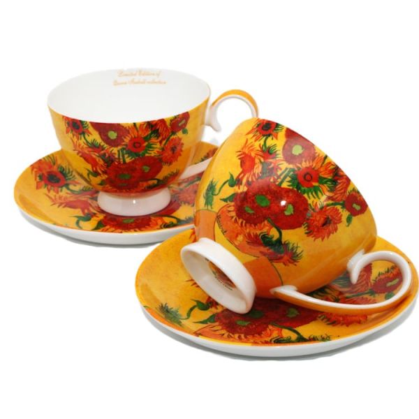 Van Gogh Napraforgók porcelán csésze aljjal szett 250 ml - füles díszdobozos