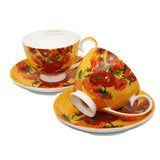 Van Gogh Napraforgók porcelán csésze aljjal szett 250 ml - szív díszdobozos