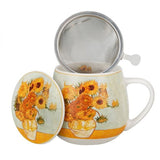 Van Gogh Napraforgók porcelán öblös bögre fémszűrővel – 430 ml