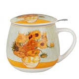 Van Gogh Napraforgók porcelán öblös bögre fémszűrővel – 430 ml