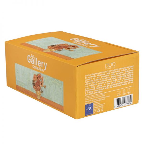 Van Gogh Napraforgók porcelán reggeliző szett tálcával – 450 ml